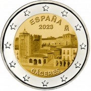 España 2023 2 € euros conmemorativos Patrimonio Mundial Ciudad Vieja Cáceres