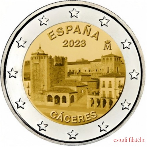 España 2023 2 € euros conmemorativos Patrimonio Mundial Ciudad Vieja Cáceres