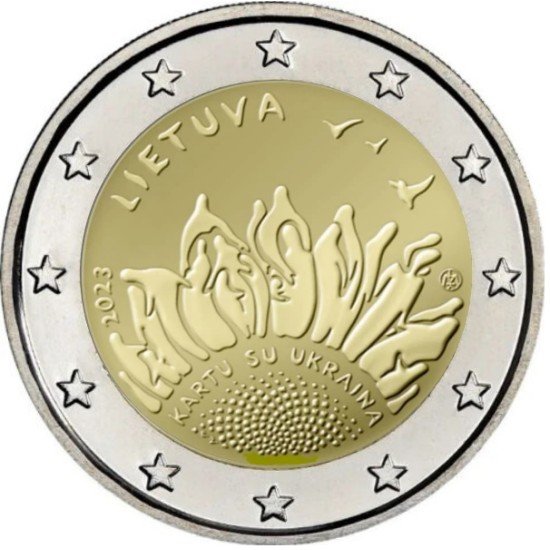 Lituania 2023 2 € euros conmemorativos Juntos con Ucrania