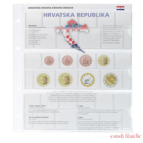 Lindner 1109-23 Hoja pre-impresa karat EURO para series de monedas de curso: NUEVOS PAÍSES DEL EURO: Croacia