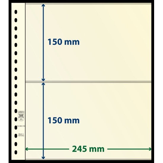 Lindner 802218P Hoja T-Blanko con 2 tiras: 150 mm. Paquete de 10 unidades