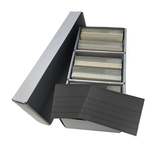 Lindner S4802B Caja de archivo PRESTO A5 equipada con 600 fichas en formato 210 x 148 mm con 5 tiras Lindner S4802B Caja de archivo PRESTO A5 equipada con 600 fichas en formato 210 x 148 mm con 5 tiras