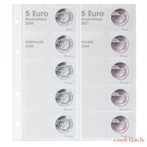 Lindner 1119-3 Hoja pre-impresa karat monedas de 5 euros Alemania 2020-2021 