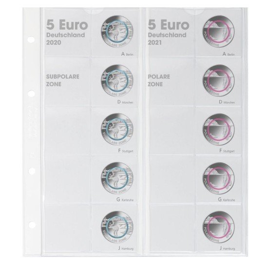 Lindner 1119-3 Hoja pre-impresa karat monedas de 5 euros Alemania 2020-2021 Lindner 1119-3 Hoja pre-impresa karat monedas de 5 euros Alemania 2020-2021