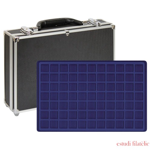 Lindner 2338M-616 Maletín grande para colección de monedas con 8 tableros azul oscuro para 616 monedas o cápsulas para monedas de hasta un diámetro de 24 Lindner 2338M-616 Maletín grande para colección de monedas con 8 tableros azul oscuro para 616 monedas o cápsulas para monedas de hasta un diámetro de 24