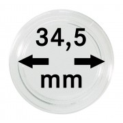 Lindner 2250345P Cápsulas para monedas, diámetro interno 34,5 mm. Paquete de 10 unidades 