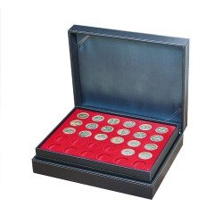 Lindner 2365-2150E Estuche para monedas NERA XL con 3 tableros y plantillas para monedas en color rojo claro para 90 monedas con un diámetro de 34 mm Lindner 2365-2150E Estuche para monedas NERA XL con 3 tableros y plantillas para monedas en color rojo claro para 90 monedas con un diámetro de 34 mm