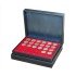 Lindner 2365-2150E Estuche para monedas NERA XL con 3 tableros y plantillas para monedas en color rojo claro para 90 monedas con un diámetro de 34 mm