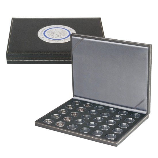 Lindner SO2364BS-2K EDICIÓN ESPECIAL - Estuche para monedas NERA M BLACK SAMT para 30 monedas de 5 € de Alemania encapsuladas incl. cápsulas Lindner SO2364BS-2K EDICIÓN ESPECIAL - Estuche para monedas NERA M BLACK SAMT para 30 monedas de 5 € de Alemania encapsuladas incl. cápsulas