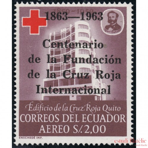 Ecuador A- 407 1963 Aéreo Cº Cruz Roja Red Cross MH