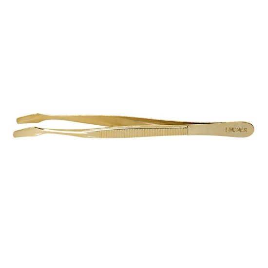 Lindner S2038G Pinza dorada, 120 mm, con puntas curvas - Edición especial Lindner S2038G Pinza dorada, 120 mm, con puntas curvas - Edición especial