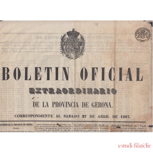España Spain Timbres de Periódicos P.10 1865 Boletin Oficial