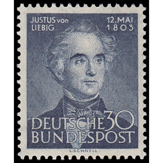 Alemania Federal Germany 52 1953 150 aniv. del nacimiento del químico Justus Liebig (1803-1873) MNH