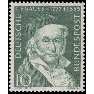Alemania Federal Germany 80 1955  Centenario de la muerte del astrónomo y matemático Carl Friedrich Gauss (1777-1855) MNH