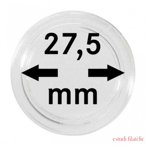 Lindner 2250275P Cápsulas para monedas, diámetro interno 27,5 mm. Paquete de 10 unidades, por ejem. para la moneda alemana de colección de 5 euros