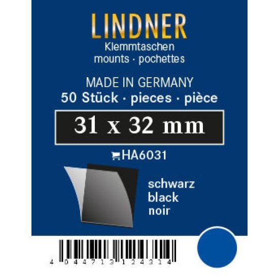 Lindner HA6031 paquetes protectores 31 x 32 negros 50 estuches