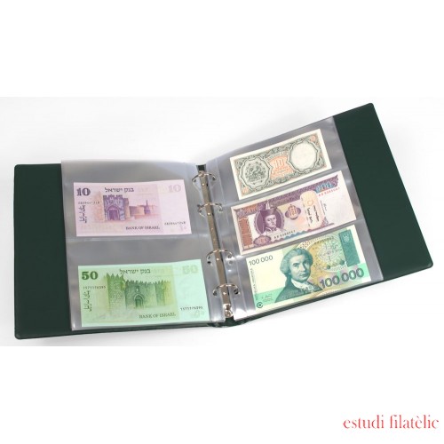 Lindner K-G173-G Álbum de KOBRA con 20 hojas transparentes para billetes, 210 x 230 mm, verde 