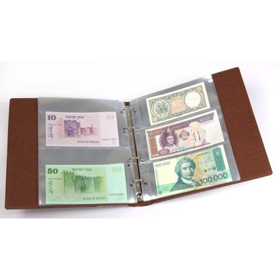 Lindner K-G173-H Álbum de KOBRA con 20 hojas transparentes para billetes, 210 x 230 mm, marrón
