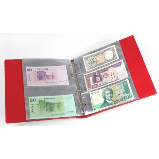 Lindner K-G173-R Álbum de KOBRA con 20 hojas transparentes para billetes, 210 x 230 mm, Rojo Lindner K-G173-R Álbum de KOBRA con 20 hojas transparentes para billetes, 210 x 230 mm, Rojo