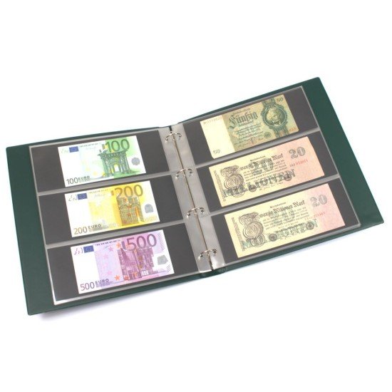 Lindner K-G13-G Álbum para billetes con 20 hojas con cada 3 bolsillos, verde Lindner K-G13-G Álbum para billetes con 20 hojas con cada 3 bolsillos, verde