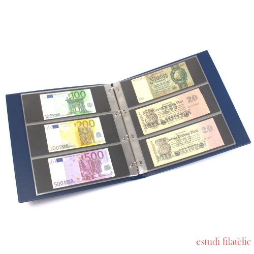 Lindner K-G13-B Álbum para billetes con 20 hojas con cada 3 bolsillos, azul