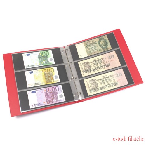 Lindner K-G13-R Álbum para billetes con 20 hojas con cada 3 bolsillos, rojo
