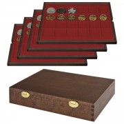 Lindner S2494-4 Estuche CARUS de madera auténtica con 4 tableros para 96 monedas o cápsulas con un diámetro externo de 42 mm - EDICIÓN ESPECIAL 