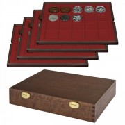 Lindner S2494-2 Estuche CARUS de madera auténtica con 4 tableros para 80 monedas o cápsulas con un diámetro externo de 47 mm - EDICIÓN ESPECIAL 