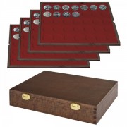 Lindner S2494-7 Estuche CARUS de madera auténtica con 4 tableros para 140 monedas o cápsulas con un diámetro externo de 32,5 mm
