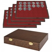 Lindner S2494-8 Estuche CARUS de madera auténtica con 4 tableros para 120 monedas o cápsulas con un diámetro externo de 39 mm
