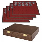 Lindner S2494-9 Estuche CARUS de madera auténtica con 4 tableros para 120 monedas o cápsulas con un diámetro externo de 37 mm