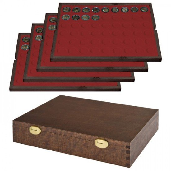 Lindner S2494-10 Estuche CARUS de madera auténtica con 4 tableros para 216 monedas o cápsulas con un diámetro externo de 25,75 mm Lindner S2494-10 Estuche CARUS de madera auténtica con 4 tableros para 216 monedas o cápsulas con un diámetro externo de 25,75 mm