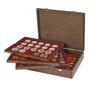 Lindner S2494-1 Estuche CARUS de madera auténtica con 4 tableros para 127 monedas de diámetros diferentes - EDICIÓN ESPECIAL 