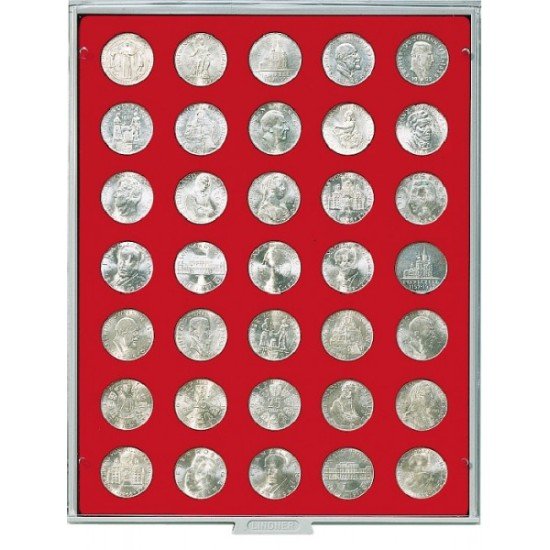 Lindner 2125E Bandeja 30 mm para monedas con 35 hoyos redondos Lindner 2125E Bandeja 30 mm para monedas con 35 hoyos redondos