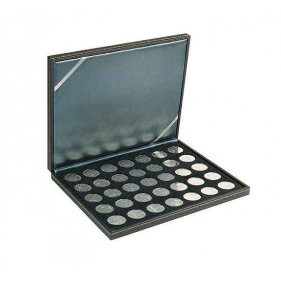 Lindner 2364-2111CE Estuche para monedas NERA M con plantilla para monedas en color negro con 35 hoyos redondos para monedas con un diámetro de 32,5 mm Lindner 2364-2111CE Estuche para monedas NERA M con plantilla para monedas en color negro con 35 hoyos redondos para monedas con un diámetro de 32,5 mm