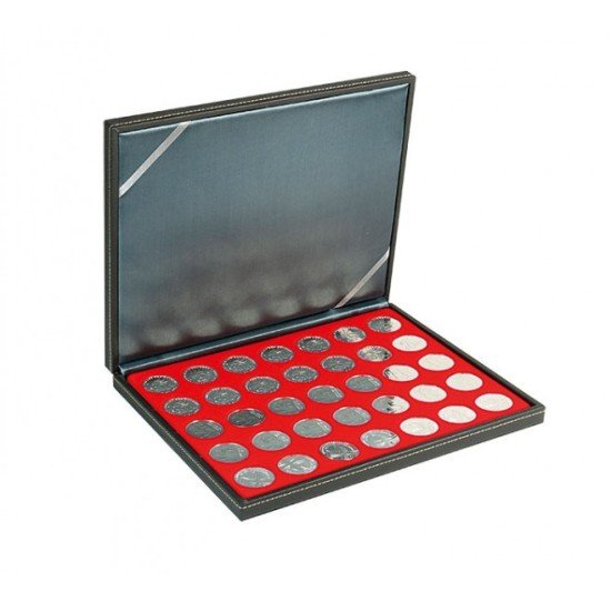Lindner 2364-2111E Estuche para monedas NERA M con plantilla para monedas en color rojo claro con 35 hoyos redondos para monedas con un diámetro de 32,5 mm Lindner 2364-2111E Estuche para monedas NERA M con plantilla para monedas en color rojo claro con 35 hoyos redondos para monedas con un diámetro de 32,5 mm