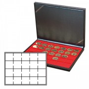 Lindner 2364-2122E Estuche para monedas NERA M con plantilla para monedas en color rojo claro para 20 marquitos para monedas 50 x 50 mm/cápsulas para monedas CARRÉE/ORTO