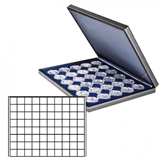 Lindner 2364-2180ME Estuche para monedas NERA M con plantilla para monedas en color azul oscuro con 80 casilleros cuadrados para monedas/cápsulas para monedas de hasta 24 mm Lindner 2364-2180ME Estuche para monedas NERA M con plantilla para monedas en color azul oscuro con 80 casilleros cuadrados para monedas/cápsulas para monedas de hasta 24 mm