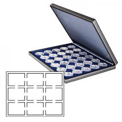 Lindner 2364-2219ME Estuche para monedas NERA M con plantilla para monedas en color azul oscuro para 9 cápsulas para monedas US (Slabs) de hasta un formato de 63 x 85 mm Lindner 2364-2219ME Estuche para monedas NERA M con plantilla para monedas en color azul oscuro para 9 cápsulas para monedas US (Slabs) de hasta un formato de 63 x 85 mm