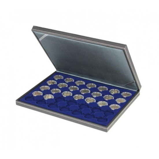 Lindner 2364-2530ME Estuche para monedas NERA M con plantilla para monedas en color azul oscuro con 35 hoyos redondos para cápsulas para monedas de hasta 32 mm Lindner 2364-2530ME Estuche para monedas NERA M con plantilla para monedas en color azul oscuro con 35 hoyos redondos para cápsulas para monedas de hasta 32 mm