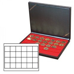 Lindner 2364-2124E Estuche para monedas NERA M con plantilla para monedas en color rojo claro con 24 casilleros cuadrados para monedas/cápsulas de hasta 42 mm Lindner 2364-2124E Estuche para monedas NERA M con plantilla para monedas en color rojo claro con 24 casilleros cuadrados para monedas/cápsulas de hasta 42 mm
