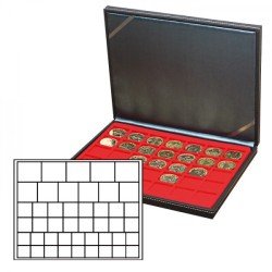 Lindner 2364-2145E Estuche para monedas NERA M con plantilla para monedas en color rojo claro con 45 casilleros rectangulares para monedas/cápsulas de 24,28,39 y 44 mm Lindner 2364-2145E Estuche para monedas NERA M con plantilla para monedas en color rojo claro con 45 casilleros rectangulares para monedas/cápsulas de 24,28,39 y 44 mm