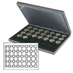 Lindner 2364-2556CE Estuche para monedas NERA M con plantilla para monedas en color negro para 5 series de monedas euro de curso en cápsulas para monedas LINDNER Lindner 2364-2556CE Estuche para monedas NERA M con plantilla para monedas en color negro para 5 series de monedas euro de curso en cápsulas para monedas LINDNER