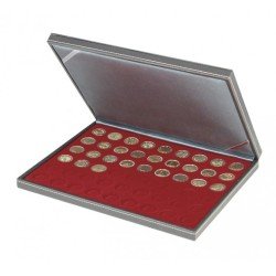 Lindner 2364-2754E Estuche para monedas NERA M con plantilla para monedas en color rojo oscuro con 54 hoyos redondos para monedas con un diámetro de 25,75 Lindner 2364-2754E Estuche para monedas NERA M con plantilla para monedas en color rojo oscuro con 54 hoyos redondos para monedas con un diámetro de 25,75