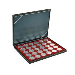 Lindner 2364-2937E Estuche para monedas NERA M con plantilla para monedas en color rojo oscuro con 30 hoyos redondos para cápsulas para monedas de hasta 37 mm Lindner 2364-2937E Estuche para monedas NERA M con plantilla para monedas en color rojo oscuro con 30 hoyos redondos para cápsulas para monedas de hasta 37 mm