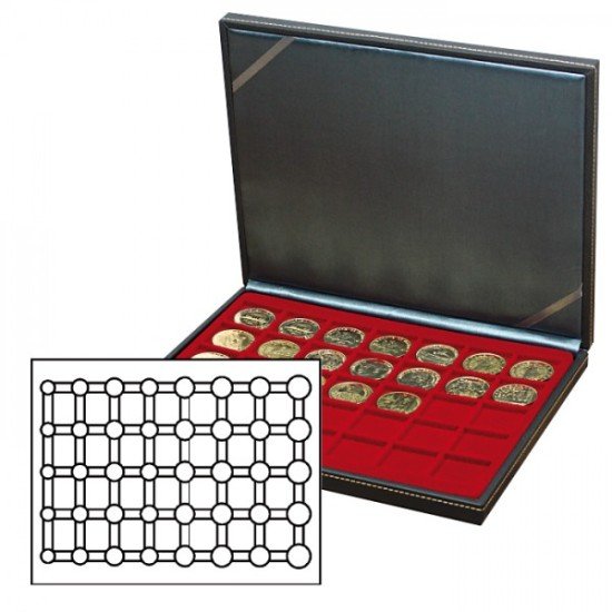 Lindner 2364-2956E Estuche para monedas NERA M con plantilla para monedas en color rojo oscuro para 5 series de monedas euro de curso en cápsulas para monedas LINDNER Lindner 2364-2956E Estuche para monedas NERA M con plantilla para monedas en color rojo oscuro para 5 series de monedas euro de curso en cápsulas para monedas LINDNER