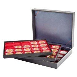 Lindner 2365-2122E Estuche para monedas NERA XL con 3 tableros y plantillas para monedas en color rojo claro para 60 marquitos para monedas 50 x 50 mm/cápsulas para monedas CARRÉE/ORTO Lindner 2365-2122E Estuche para monedas NERA XL con 3 tableros y plantillas para monedas en color rojo claro para 60 marquitos para monedas 50 x 50 mm/cápsulas para monedas CARRÉE/ORTO