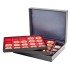 Lindner 2365-2122E Estuche para monedas NERA XL con 3 tableros y plantillas para monedas en color rojo claro para 60 marquitos para monedas 50 x 50 mm/cápsulas para monedas CARRÉE/ORTO