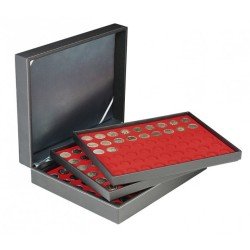 Lindner 2365-2154E Estuche para monedas NERA XL con 3 tableros y plantillas para monedas en color rojo claro para 162 monedas con un diámetro de 25,75 mm Lindner 2365-2154E Estuche para monedas NERA XL con 3 tableros y plantillas para monedas en color rojo claro para 162 monedas con un diámetro de 25,75 mm