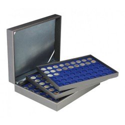 Lindner 2365-2154ME Estuche para monedas NERA XL con 3 tableros y plantillas para monedas en color azul oscuro para 162 monedas con un diámetro de 25,75 mm Lindner 2365-2154ME Estuche para monedas NERA XL con 3 tableros y plantillas para monedas en color azul oscuro para 162 monedas con un diámetro de 25,75 mm